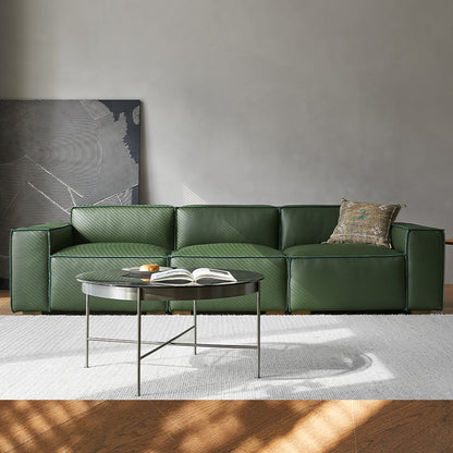 Char Green 4-Seater Leather Sofa