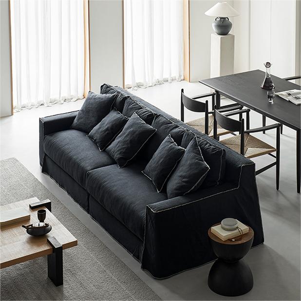 Seek Black 4-Seater Sofa