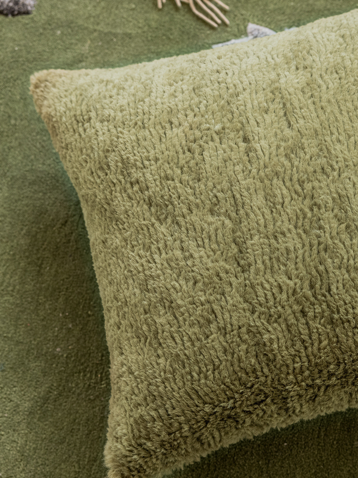 Green Plush Decorative Pillows