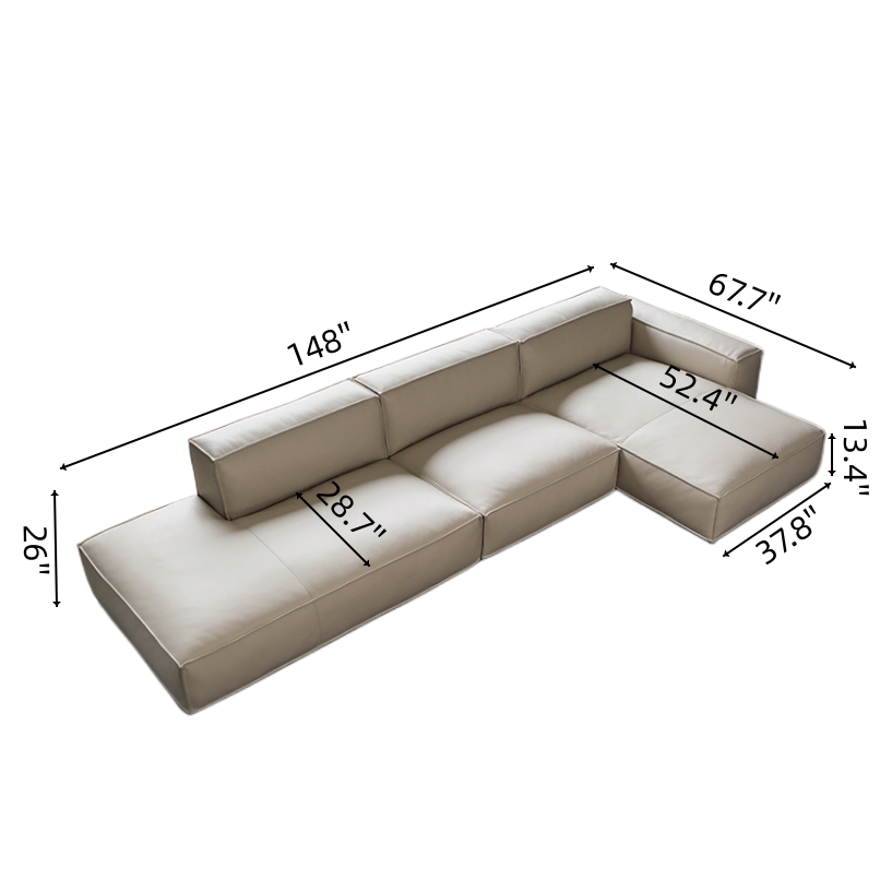 Lance Modern Beige Leather Sectional