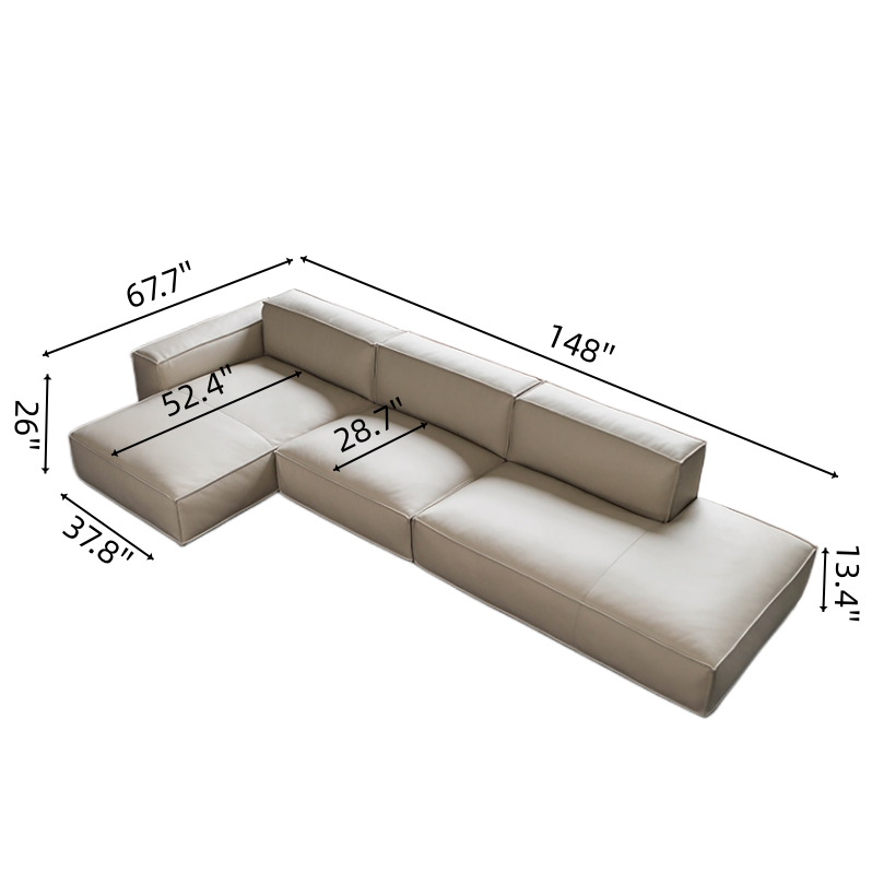 Lance Modern Beige Leather Sectional