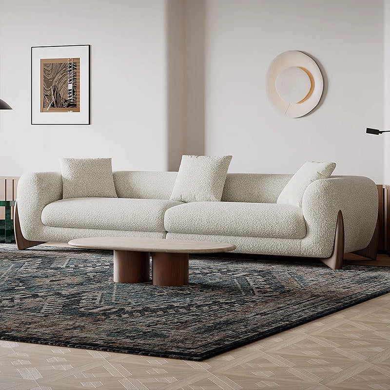 Lamb Wool Cream Style Sofa