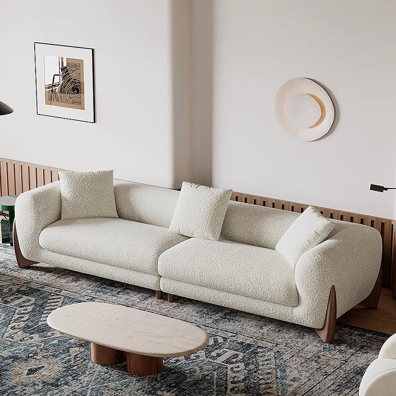 Lamb Wool Cream Style Sofa