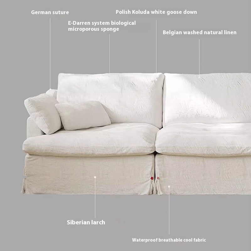 Linen Fabric White Goose Down Sofa