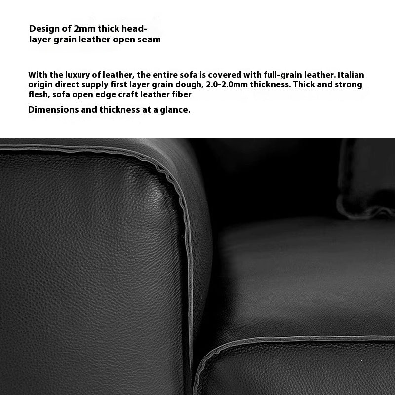 Top Layer Genuine Leather Tofu Block Combination Sofa