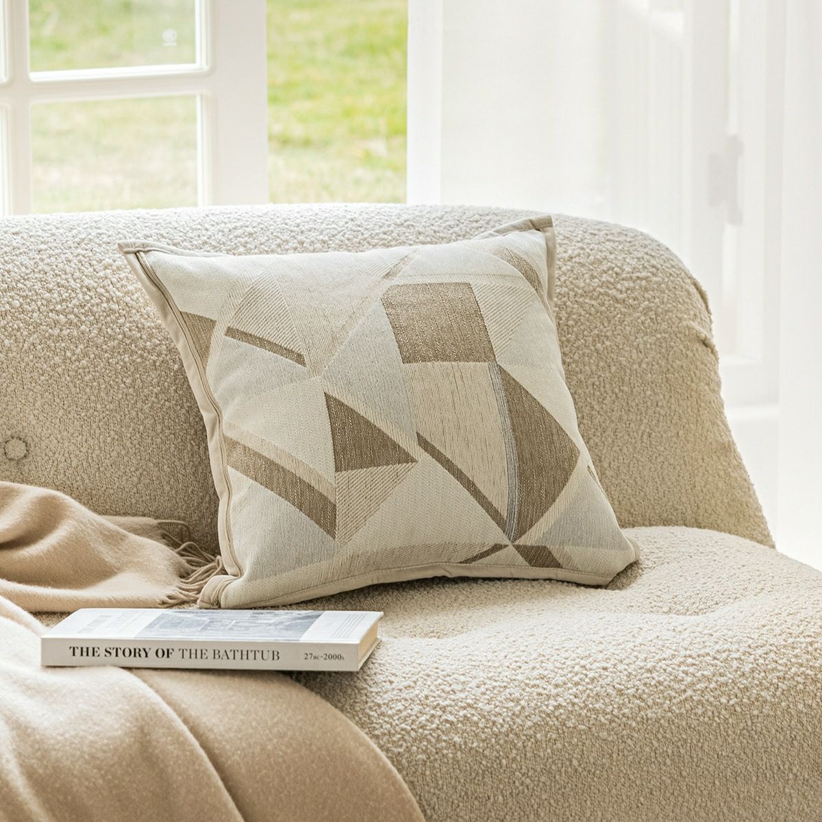 Textured Creamy Modern Style Sofa Pillow