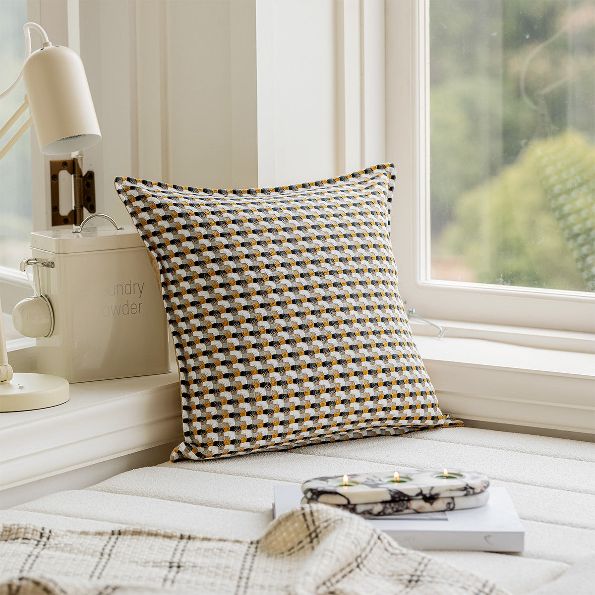 Retro Rattan Square Couch Pillows