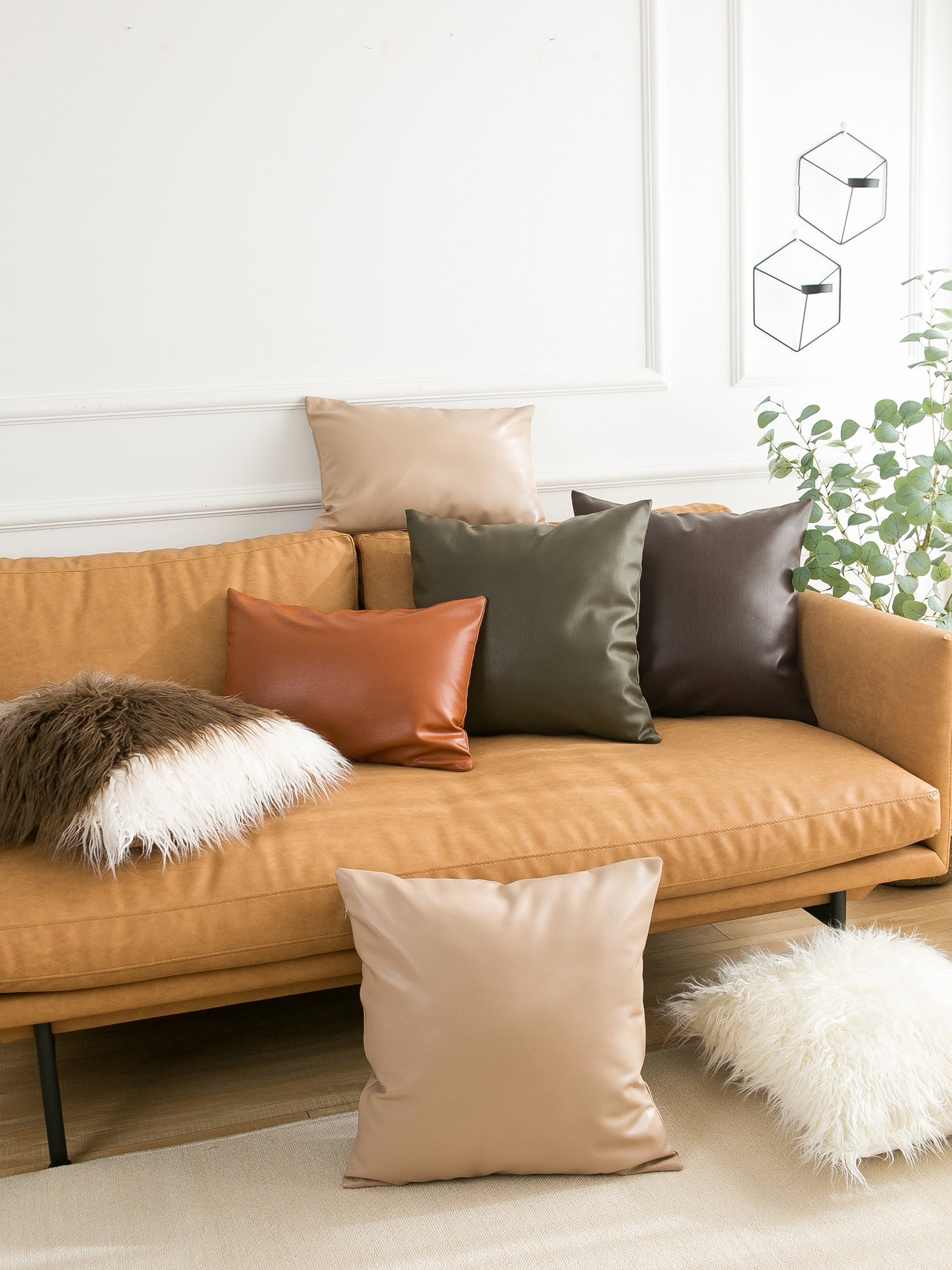 Nordic PU Leather Throw Pillows