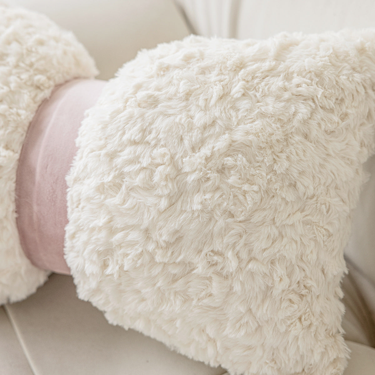 Plush Creamy Colorblock Creative Bow Shaped Cushion