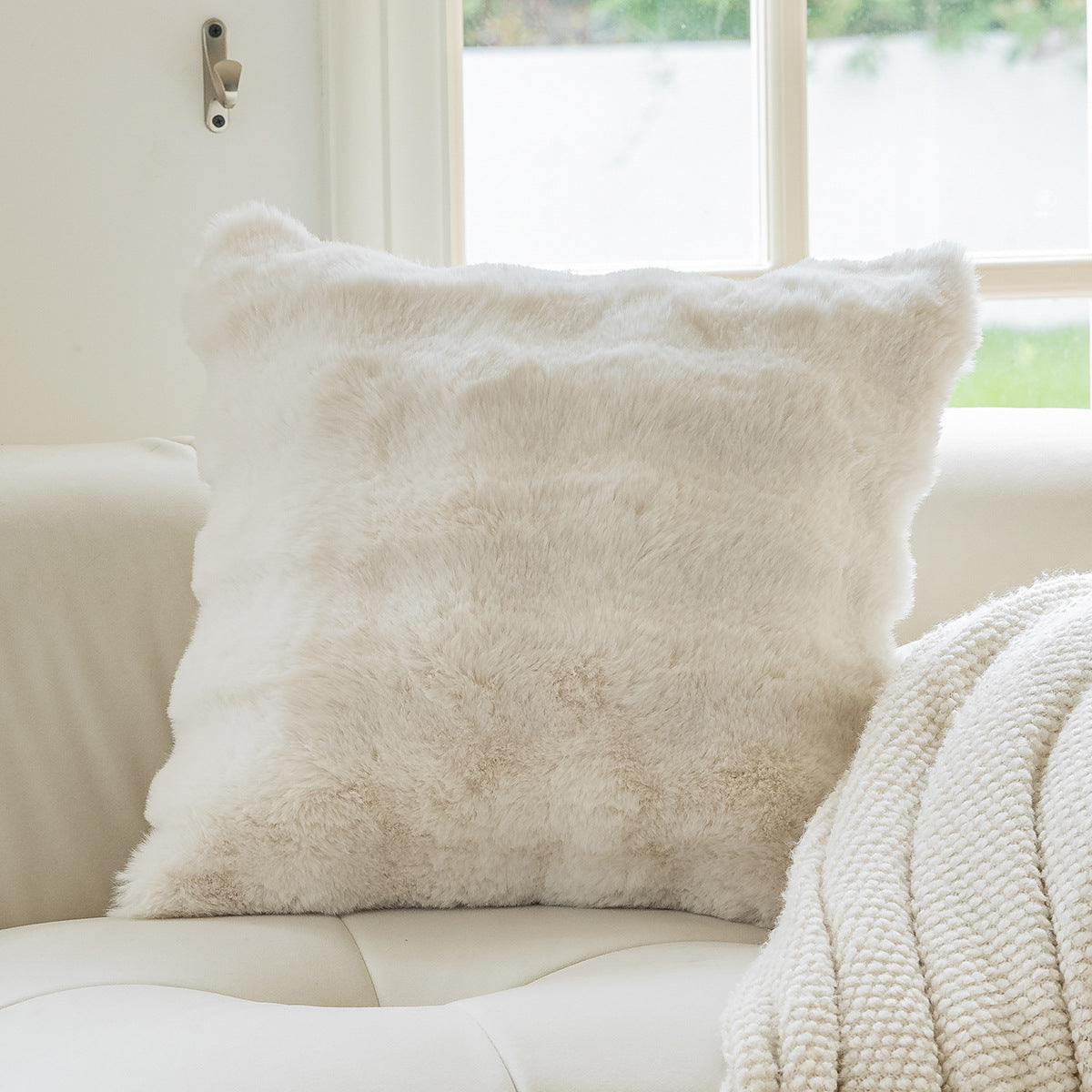 Creamy Chic Modern Flannelette Throw Pillow