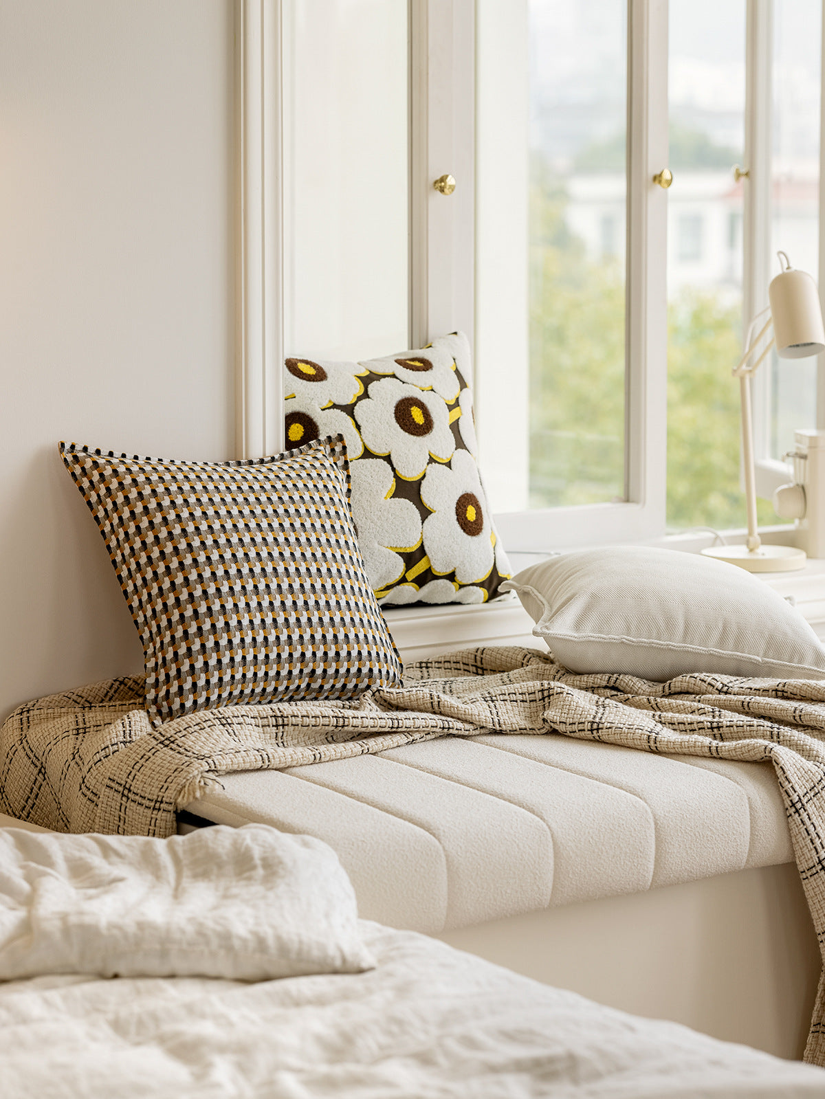Retro Rattan Square Couch Pillows