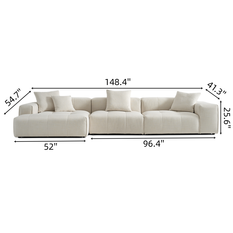 Nature Beige Upholstery Chaise Sectional