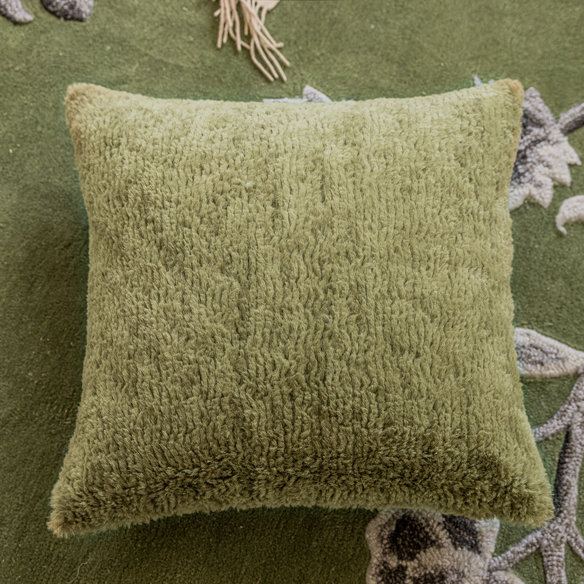 Green Plush Decorative Pillows