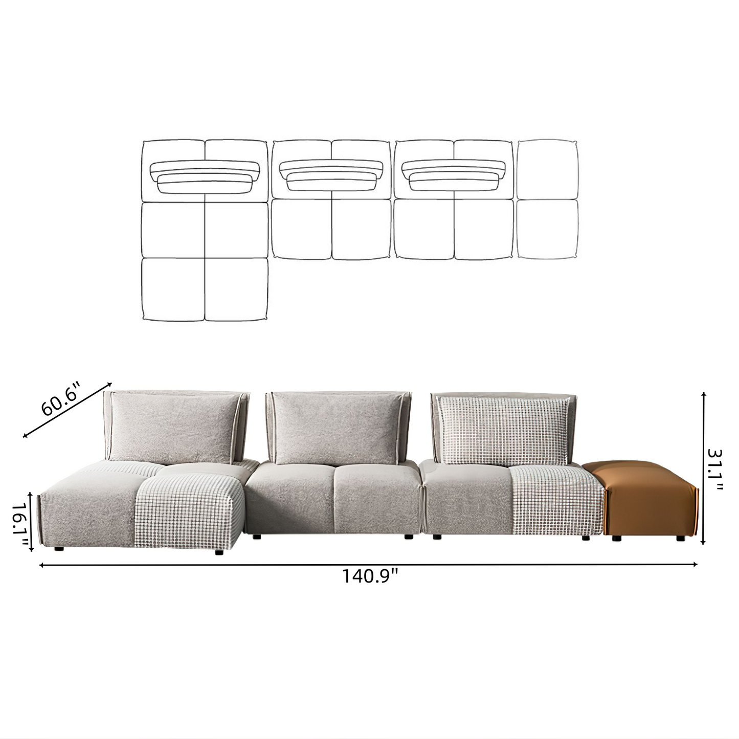 Classical Upholstered Modular Sectional