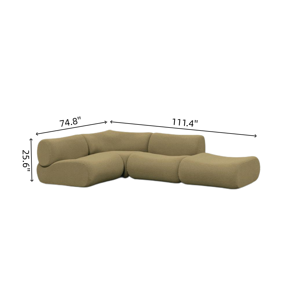 Curved Olive Modular Sectional Sofa