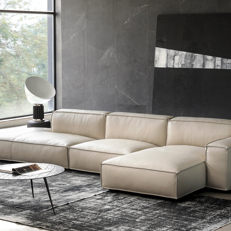 Lance Modern Beige Leather Sectional