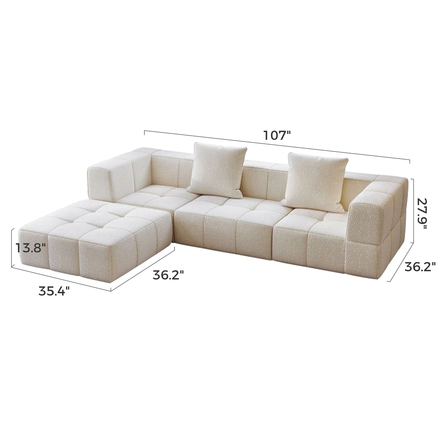 Cube Milk Sherpa Fleece Compressed Sofa