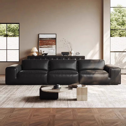 Top Layer Genuine Leather Tofu Block Combination Sofa