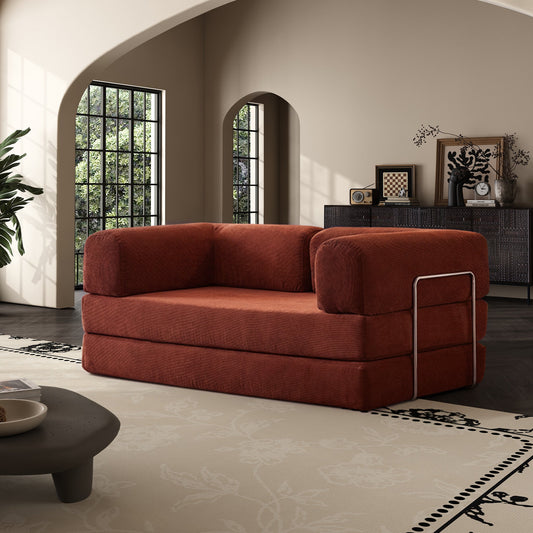 Burgundy Corduroy Sleeper Sofa Bed