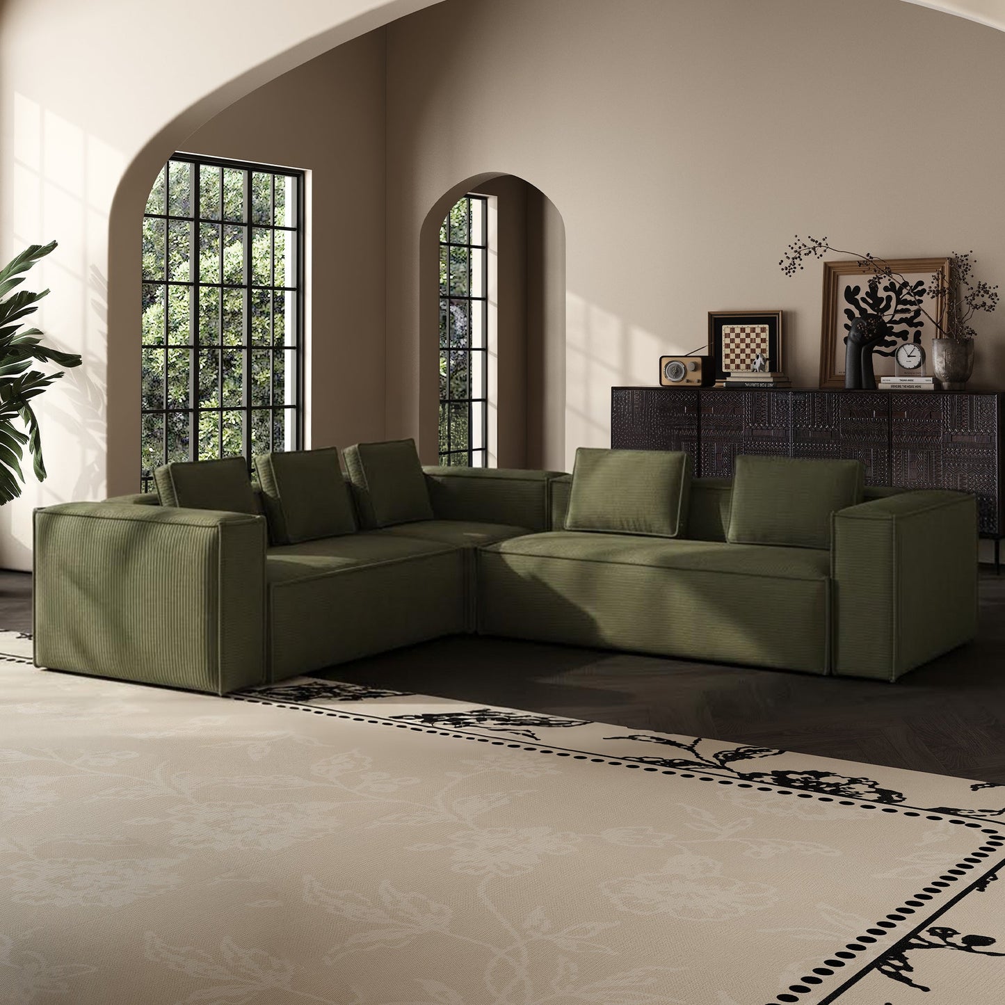 Forest Form Corduroy Compressed Sofa