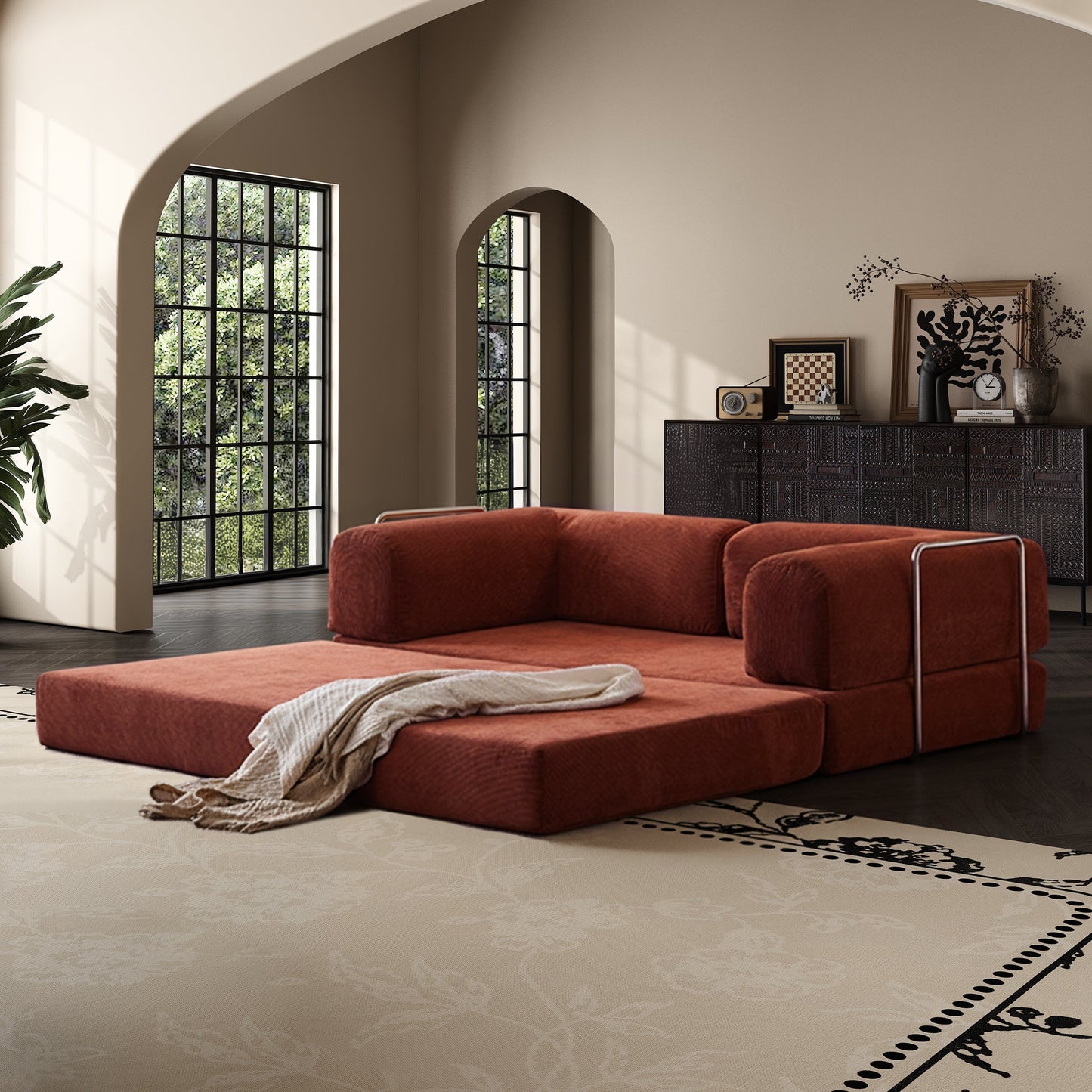 Burgundy Corduroy Sleeper Sofa Bed