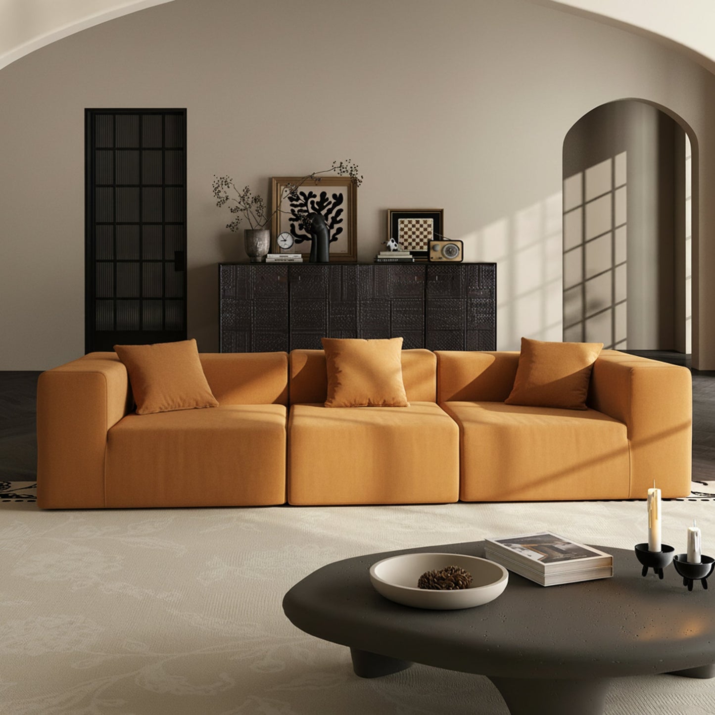 Golden Cube Curduroy Compressed Sofa