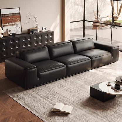 Top Layer Genuine Leather Tofu Block Combination Sofa