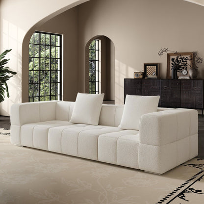 Cube Milk Sherpa Fleece Compressed Sofa