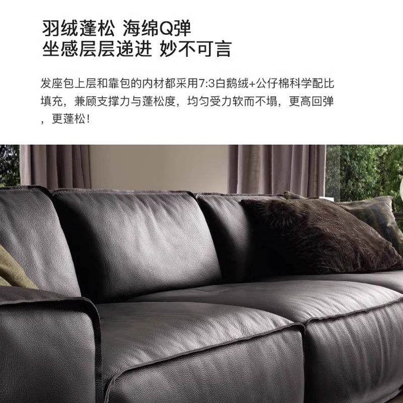 Top Layer Genuine Leather Tofu Block Combination Sofa