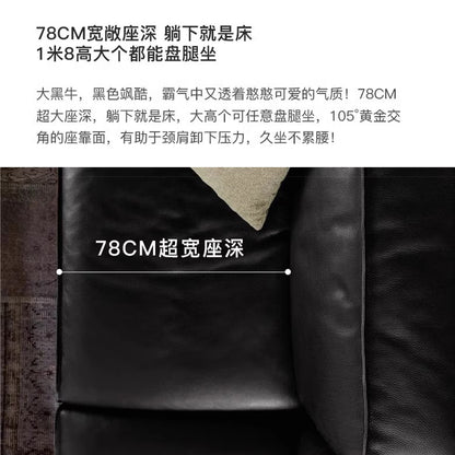 Top Layer Genuine Leather Tofu Block Combination Sofa