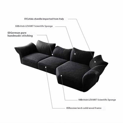 Chenille Velvet Petal Corner Shaped Sofa