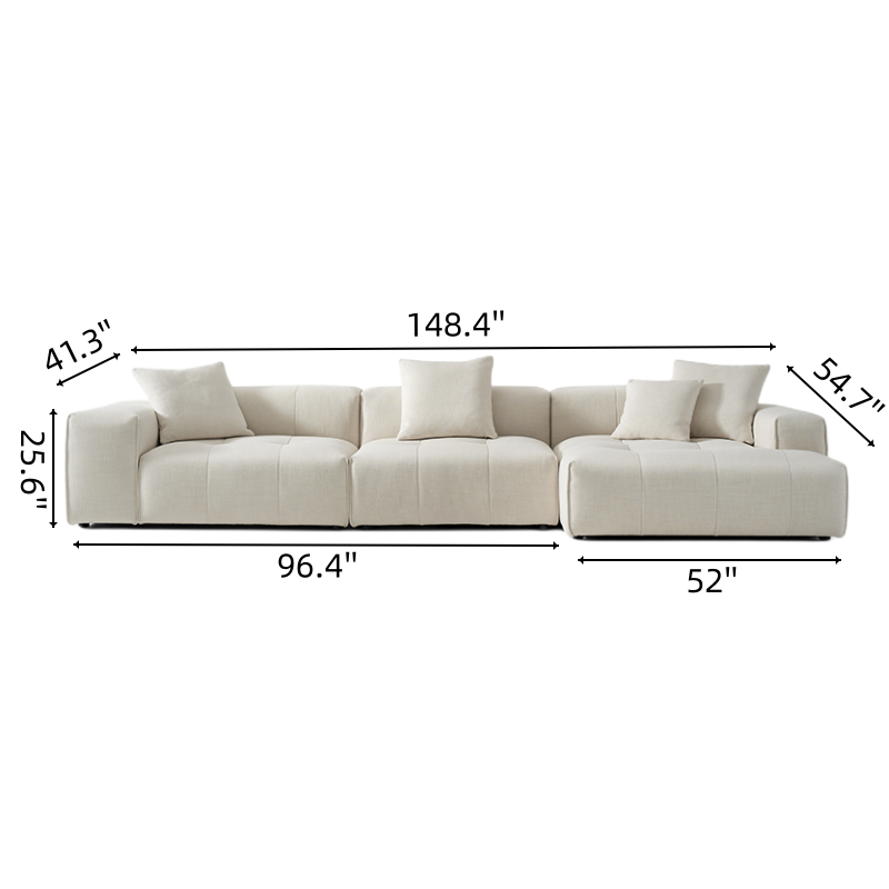 Nature Beige Upholstery Chaise Sectional