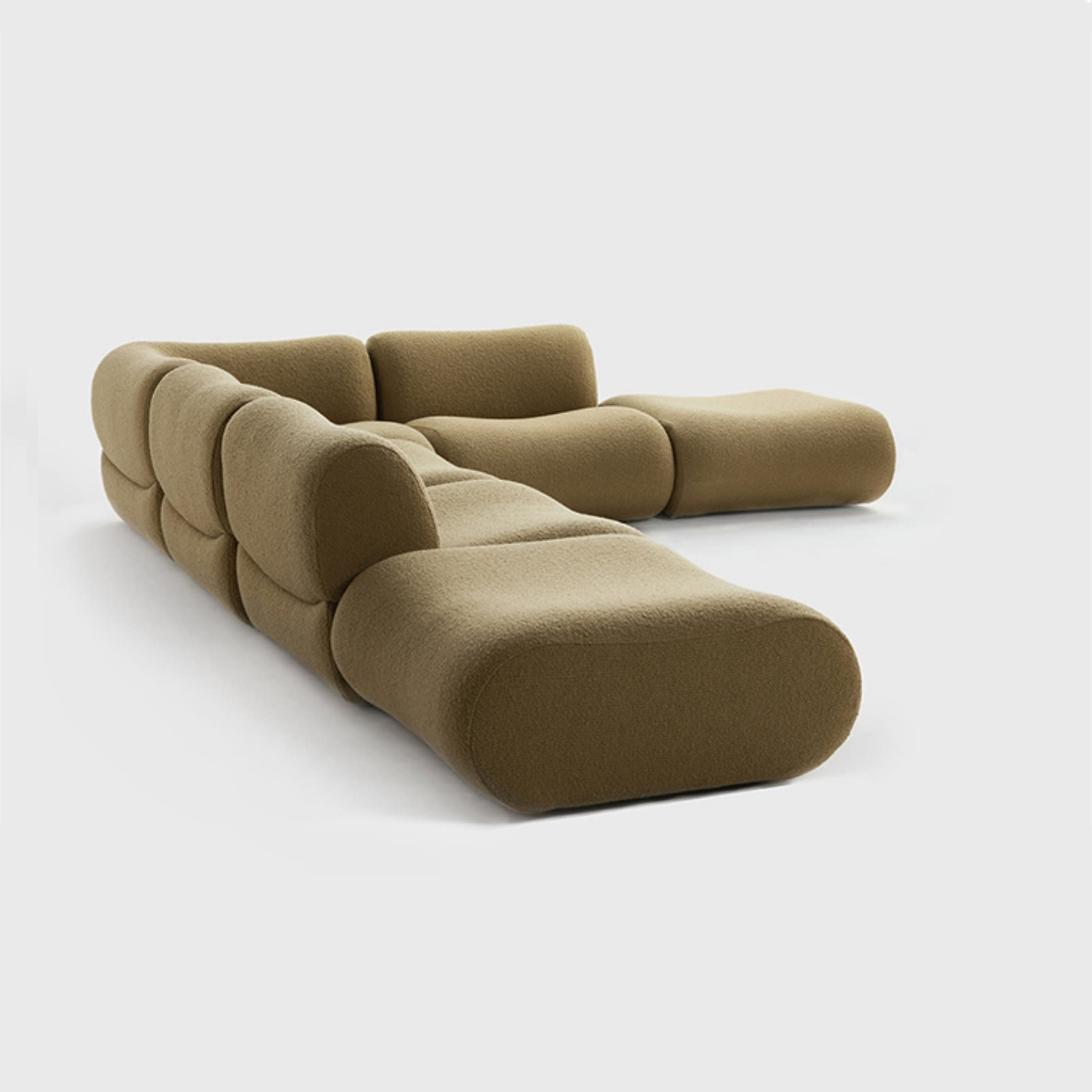 Curved Olive Modular Sectional Sofa