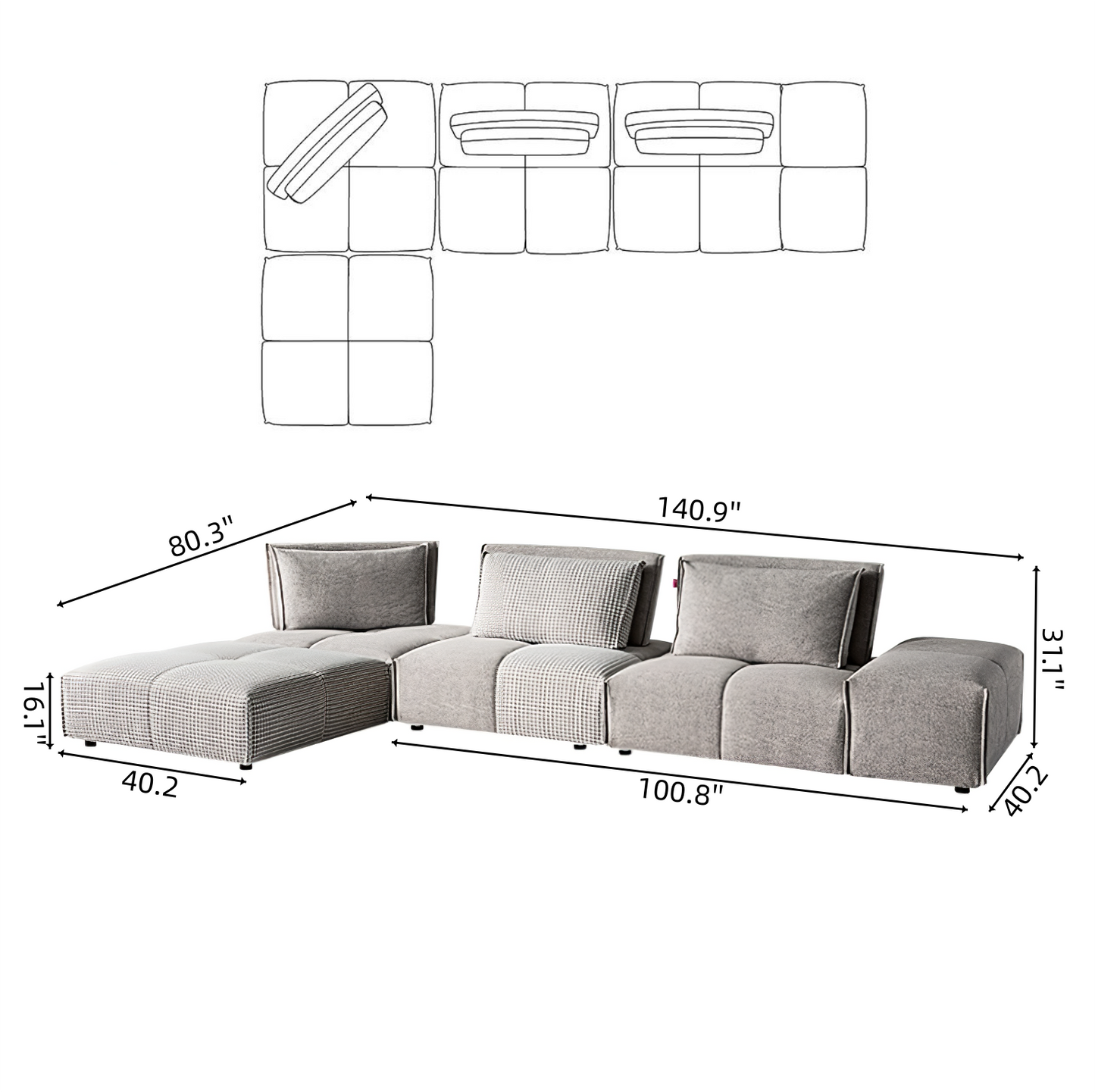 Classical Upholstered Modular Sectional