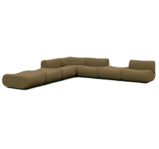 Curved Olive Modular Sectional Sofa