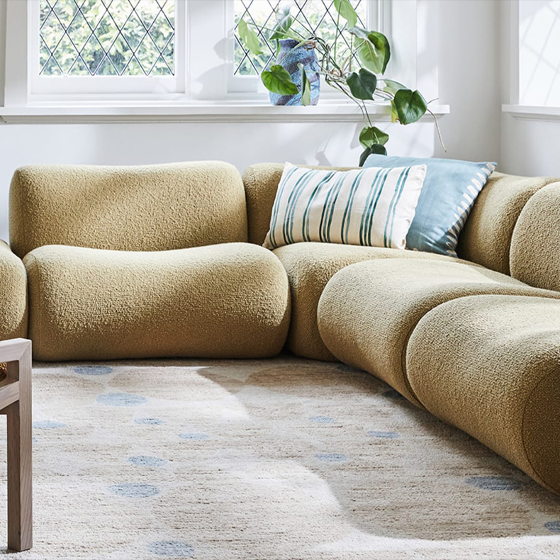 Curved Olive Modular Sectional Sofa